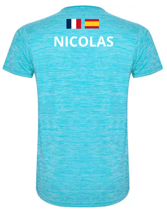 T-shirt NOP Bleu avec Prénom/Alias et 2 Drapeaux