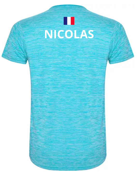 T-shirt NOP Bleu avec Prénom/Alias et Drapeau